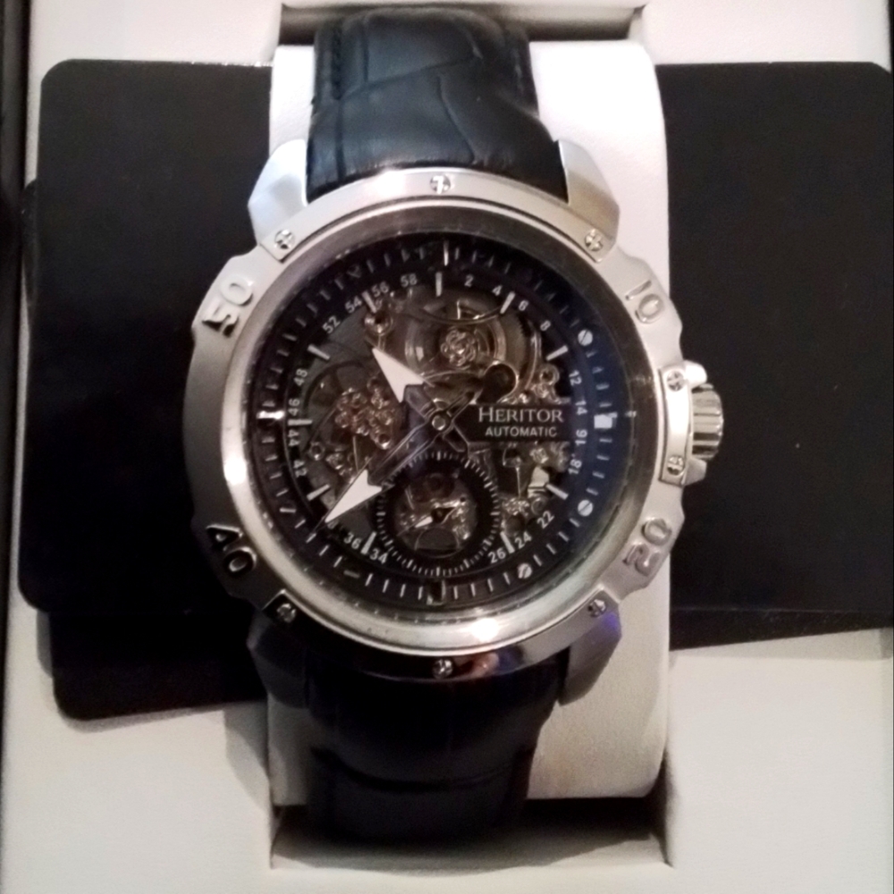 Heritor Automatic Carter Skeleton Dial Leather